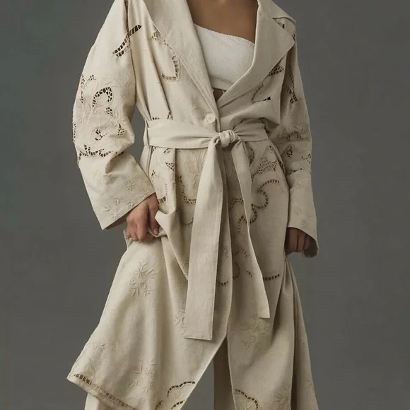 Anthropologie Avec Les Filles Cream Trench Coat - Picture 2 of 3